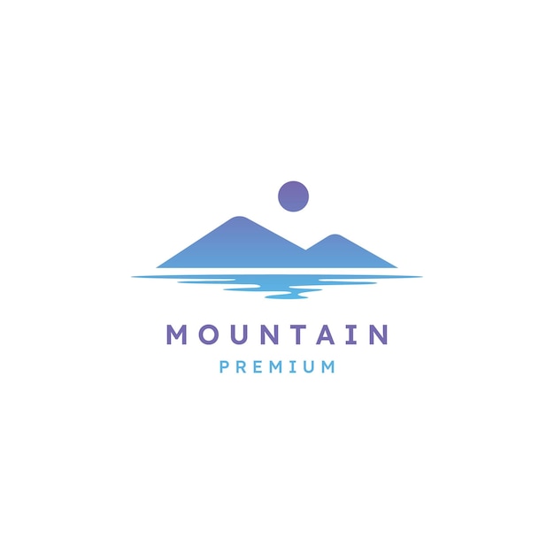 Logo-vektor-designvorlage für berg- und seeillustration