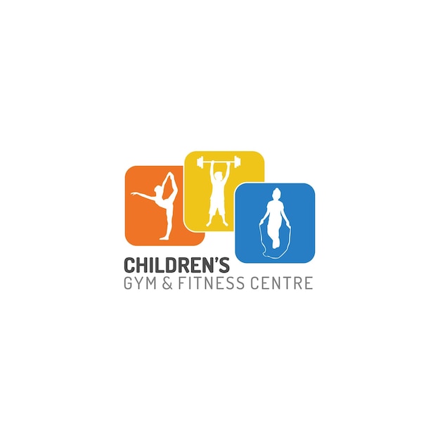 Logo-Vektor für Kinder-Fitnessstudio und Fitnesscenter