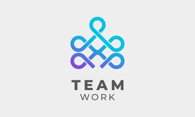 Logo-Vektor minimalistisches Einheitsnetzwerk-Team zusammen Gruppenverbindung
