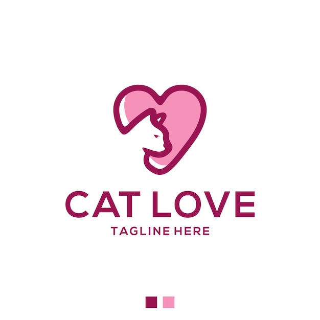 Logo-Vektor mit Katze und Herz
