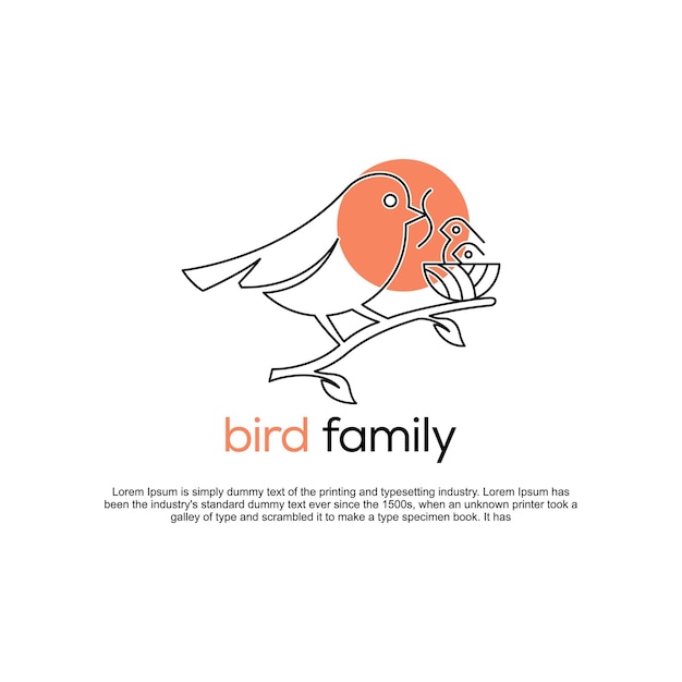 Logo-vektordesign der vogelfamilie