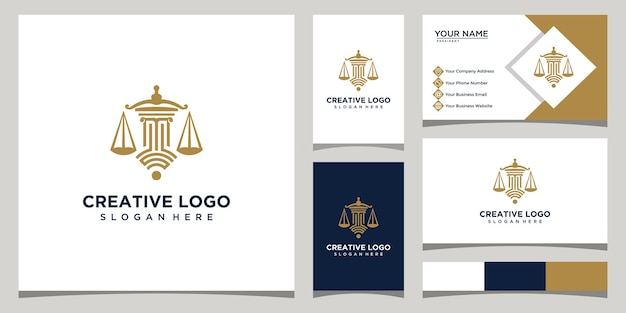 Logo-vorlage für anwaltsdesign und verbindung mit visitenkartendesign