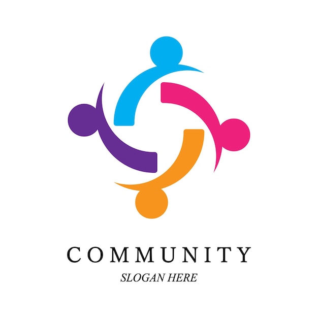 Logo-vorlage für die teamarbeit konzept der einheit der gemeinschaft, freundschaft, vektorillustration