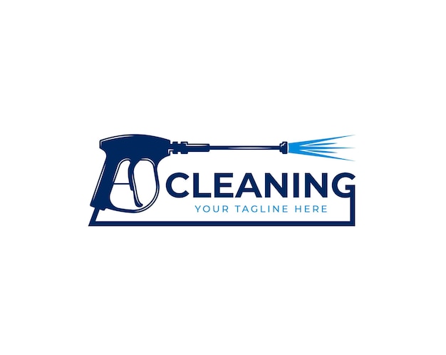 Logo-Vorlage für Druckwaschpistole Reinigungsvektordesign Tools Illustration