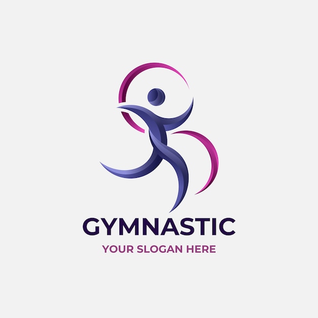 Logo-vorlage für gymnastiksport mit farbverlauf