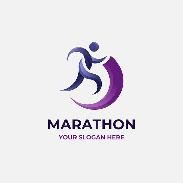 Logo-vorlage für marathon-sport mit farbverlauf