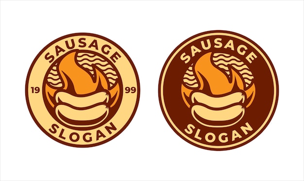 Logo-vorlagendesign für gegrillte wurst im klassischen retro-stil