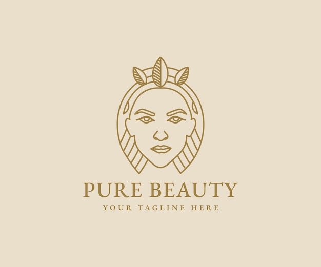 Logo weibliche schönheit frau gesicht minimalistische linie kunst handgezeichnetes porträt für make-up mode und spa