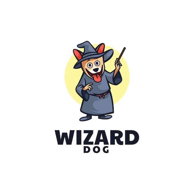 Vektor logo wizard maskottchen cartoon-stil