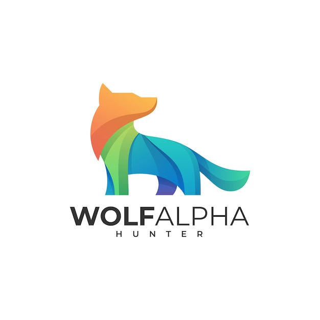 Logo wolf alpha farbverlaufsstil.