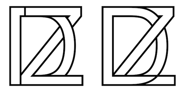 Vektor logo zd und dz-symbol unterzeichnen zwei ineinander verschlungene buchstaben zd-vektorlogo zd dz erste großbuchstaben muster alphabet zd