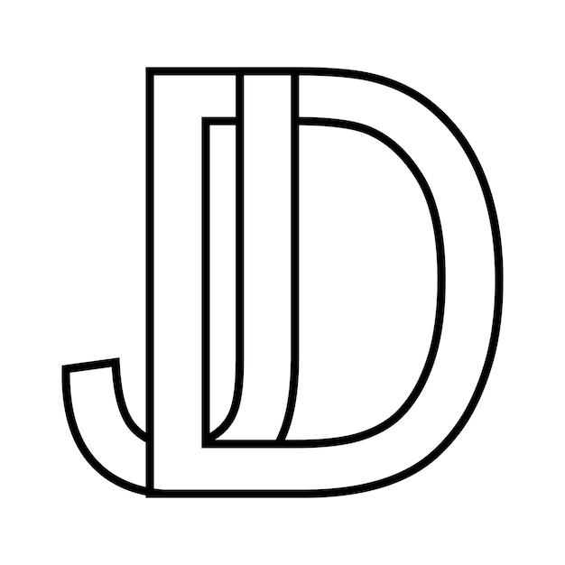 Vektor logo-zeichen dj jd-symbol doppelbuchstaben logotyp dj