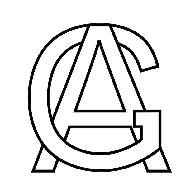 Logo-zeichen ga ag-symbol nft ga verschachtelte buchstaben ga