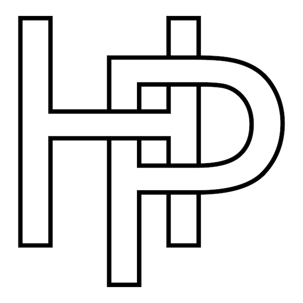 Vektor logo-zeichen hp ph-symbol nft-interlaced-buchstaben ph