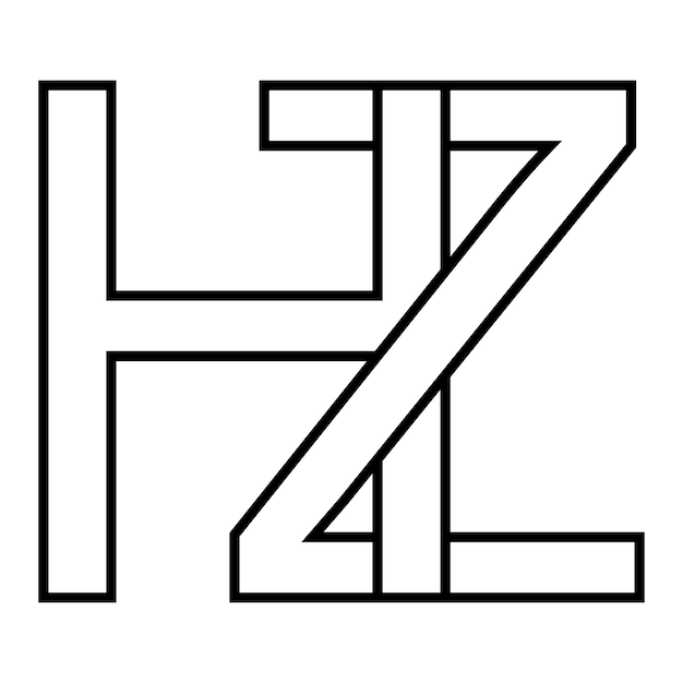 Vektor logo-zeichen hz zh-symbol nft interlaced buchstaben zh