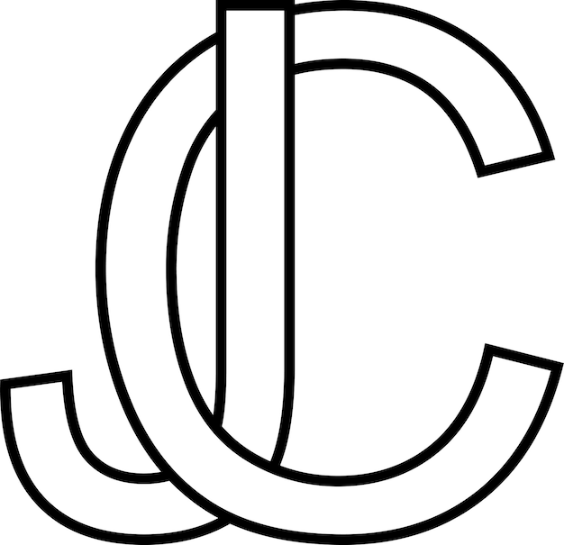 Logo-zeichen jc cj symbolzeichen interlaced buchstaben cj