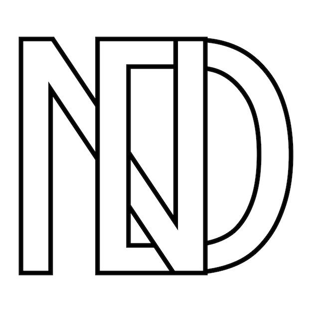 Logo-zeichen nd dn-symbol doppelte buchstaben-logo n d