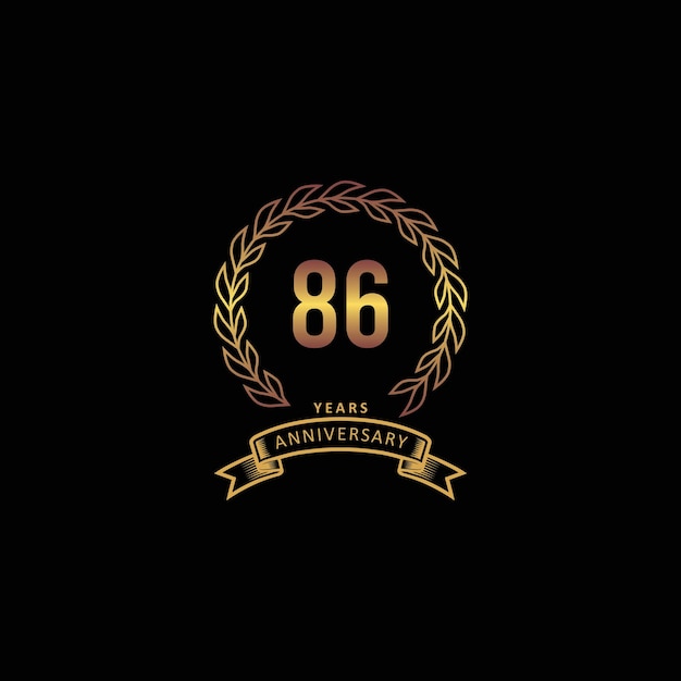 Logo zum 86. jahrestag mit goldenem und schwarzem hintergrund