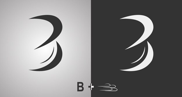 Logodesign mit dem konzept des buchstabens b mit einem windstoß