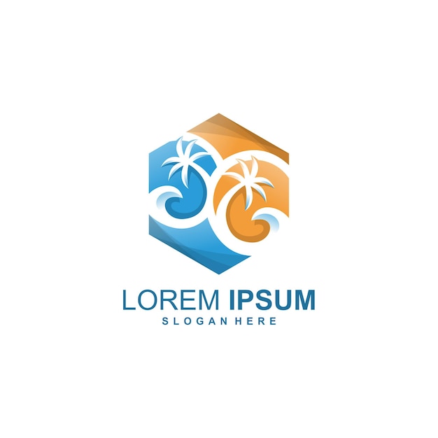 Logodesign mit palmenwellen