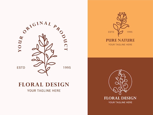 Logokollektion mit natürlichen floralen linien