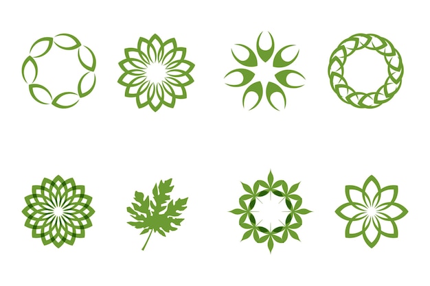 Logos des grünen baumblattökologie-naturelementvektors