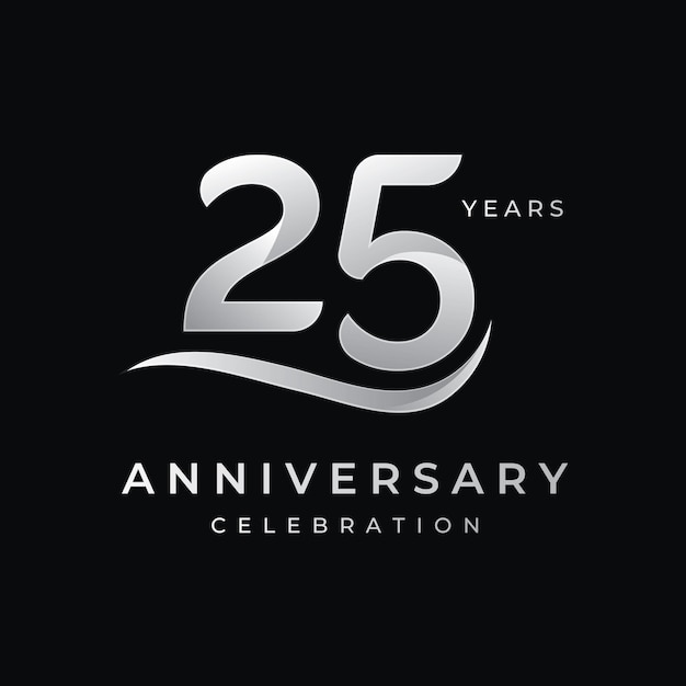 Logotyp-design zum 25-jährigen jubiläum kann für die einladung zur grußkartenfeier verwendet werden