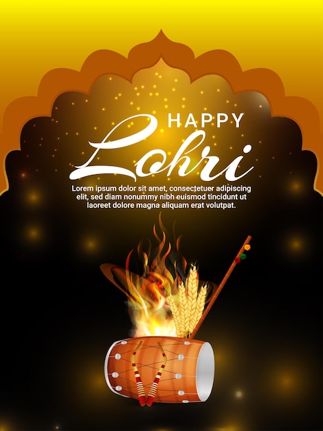 Lohri sikh festival feier grußkarte mit vektor-illustration