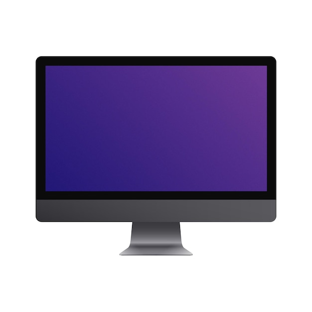 Lokalisierter Personal-Computer. Vorderansicht, neues Modell 2020. Realistisches Modell auf weißem Hintergrund. Vektor-Illustration