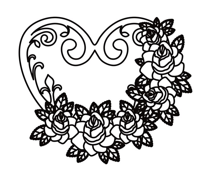 lokalisiertes Ikonendesign des Herzens und der Blumen Tätowierung