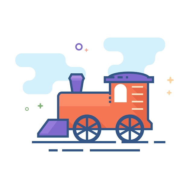 Lokomotive spielzeug symbol flache farbe stil vektor illustration