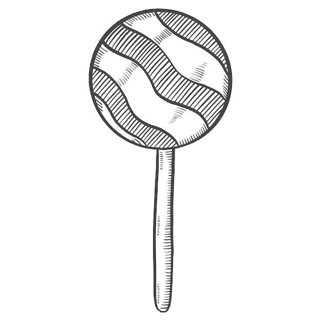 Lollipop stick süße süßigkeiten isoliert doodle handgezeichnete skizze mit outline-stil