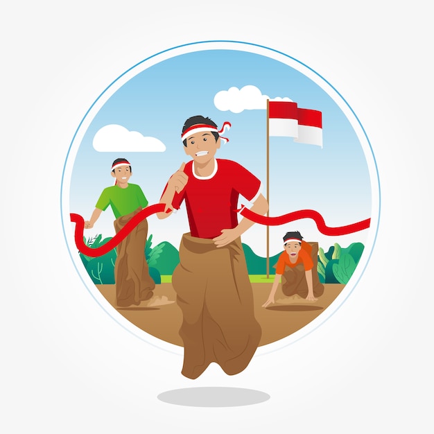 Lomba Balap Karung. Sackhüpfen am 17. August - Indonesischer Unabhängigkeitstag