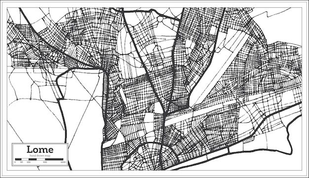 Lome Togo Stadtplan im Retro-Stil