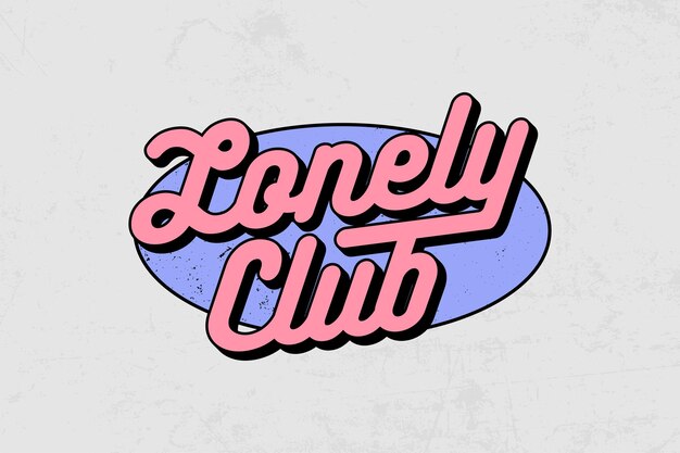 Lonely Club Logo Streetwear Typografie zitiert Grafikdesign
