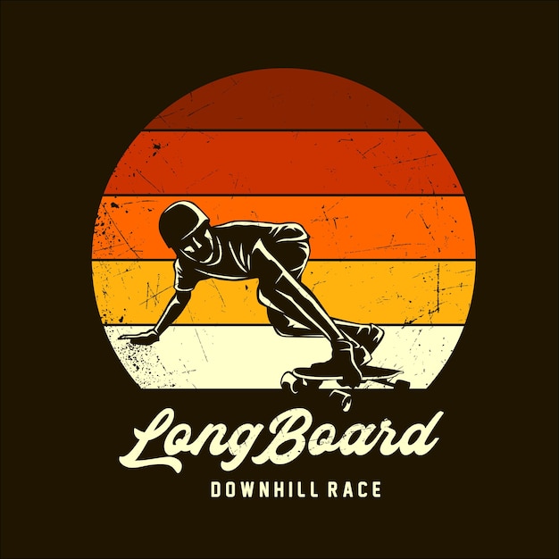 Long board retro grafik illustration