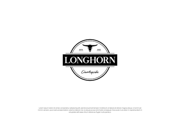 Longhorn buffalo bull kuh logo design ranch abzeichen vorlage