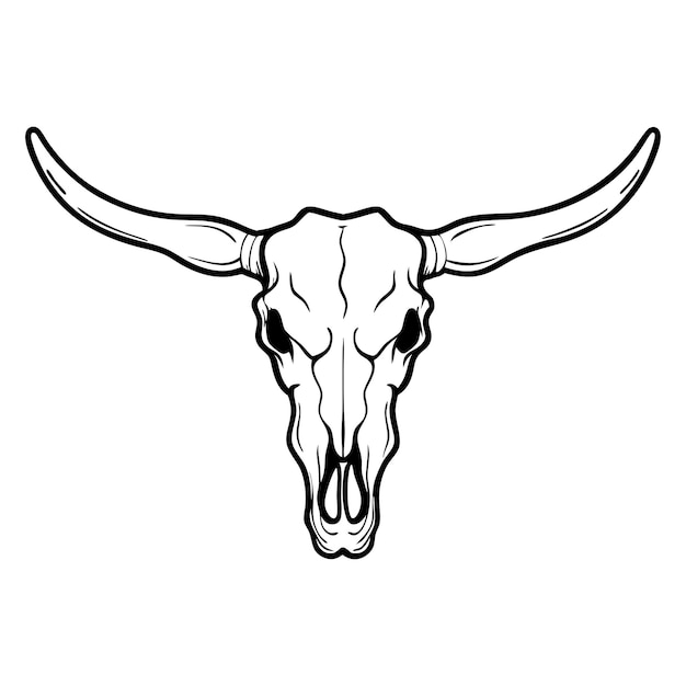 Longhorn-Schädel des toten Ikonen-Umrissvektors