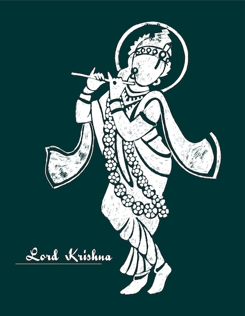 Lord-Krishna-Illustration mit Krishna-Flöte