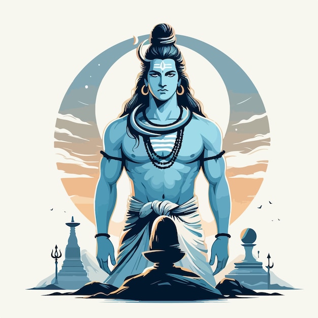 Vektor lord mahadev vektorische illustration mahashivratri hintergrund indischer fasttival