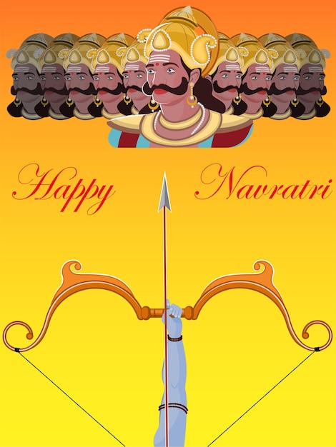 Vektor lord rama, fröhliche dussehra-feier, göttin durga, fröhliche durga puja subh navratri, fröhliches dasara