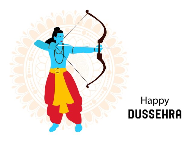 Vektor lord rama happy dussehra navratri festival feier indien urlaub hintergrund