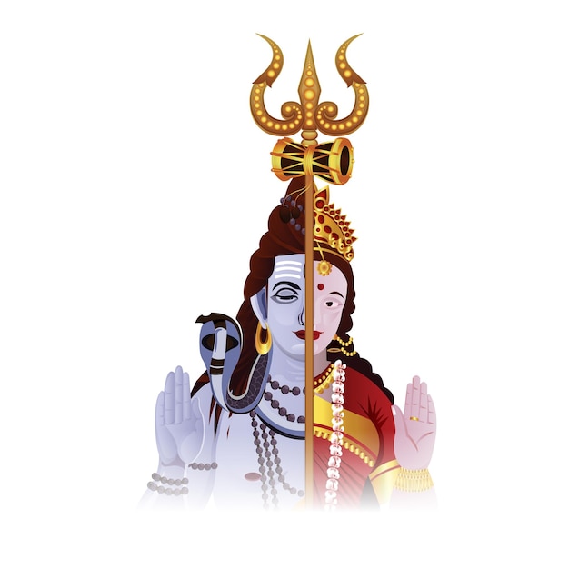 Vektor lord shivji-vektorillustration mit trishul