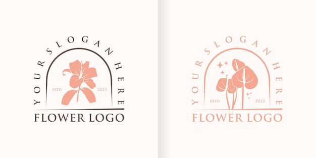 Vektor lotus flower collection abstraktes logo beauty spa salon kosmetikmarke linear style looped leaves logotype design vector luxury fashion template