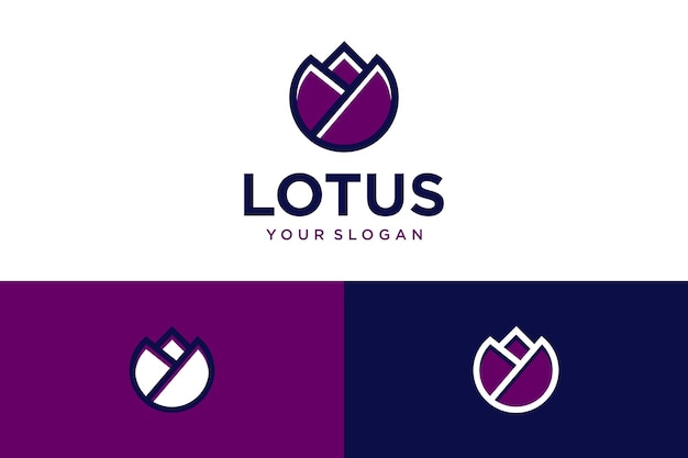 Lotus-logo-design mit strichzeichnungen und blumen