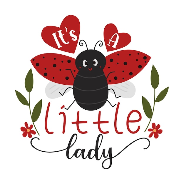 Love bug inspirierende schriftzug-zitate mit marienkäfer-illustration für valentinstag-design-elem