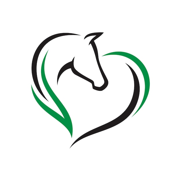 Love horse logo design vektor-illustration. das logo ist von love horse entworfen.