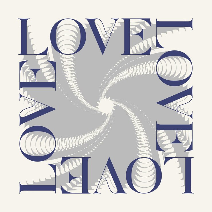 Vektor love text spiral verdrehtes symbol verliebt sich in amor aufkleber clip art textil t-shirt