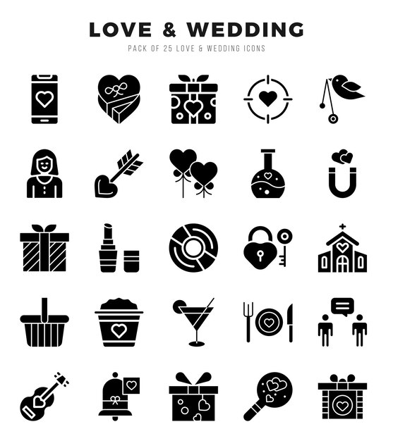 Love wedding-ikonen für website und mobile website und apps