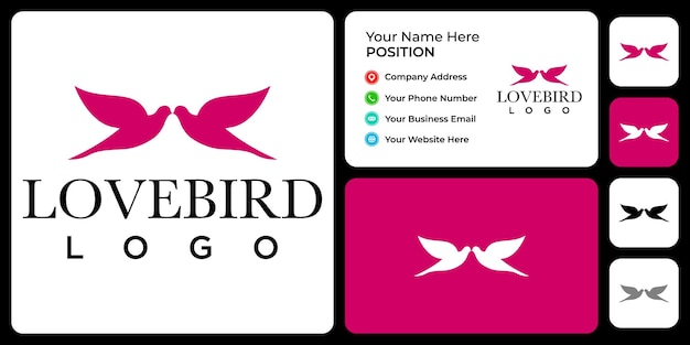 Lovebird-logo-design mit visitenkartenvorlage.